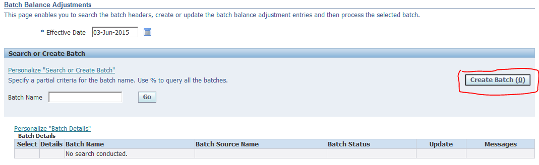 Batch Balance Adjustment or BBA Spreadsheet Interface