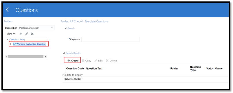 Create Questions in Oracle