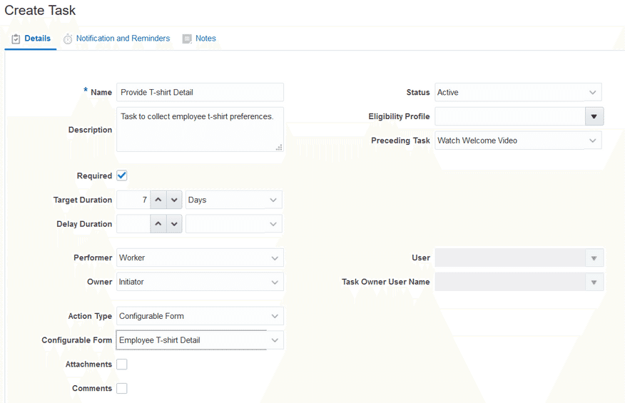 Create Configurable Form Task Type In Oracle Onboarding 