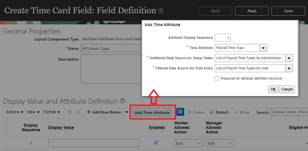 Multiple Attribute Time Card Fields