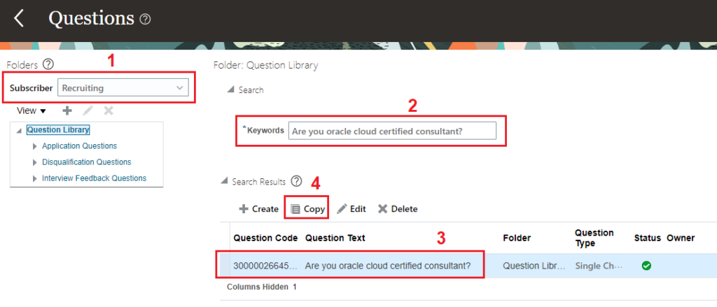 Create Questions in ORC