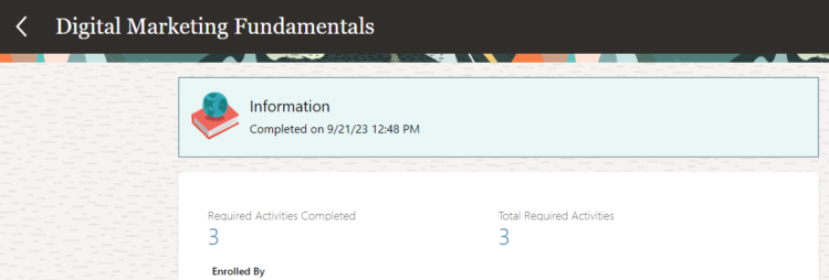 Confirmation Message for Learner