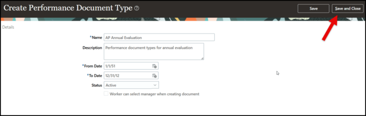 Create Performance Document Type