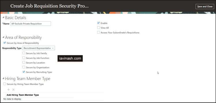 Job Requisition Security Profiles